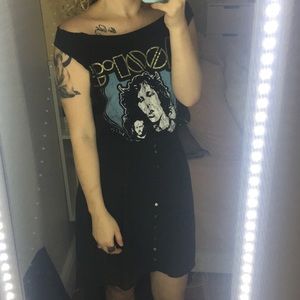 High Low Black Button Skirt